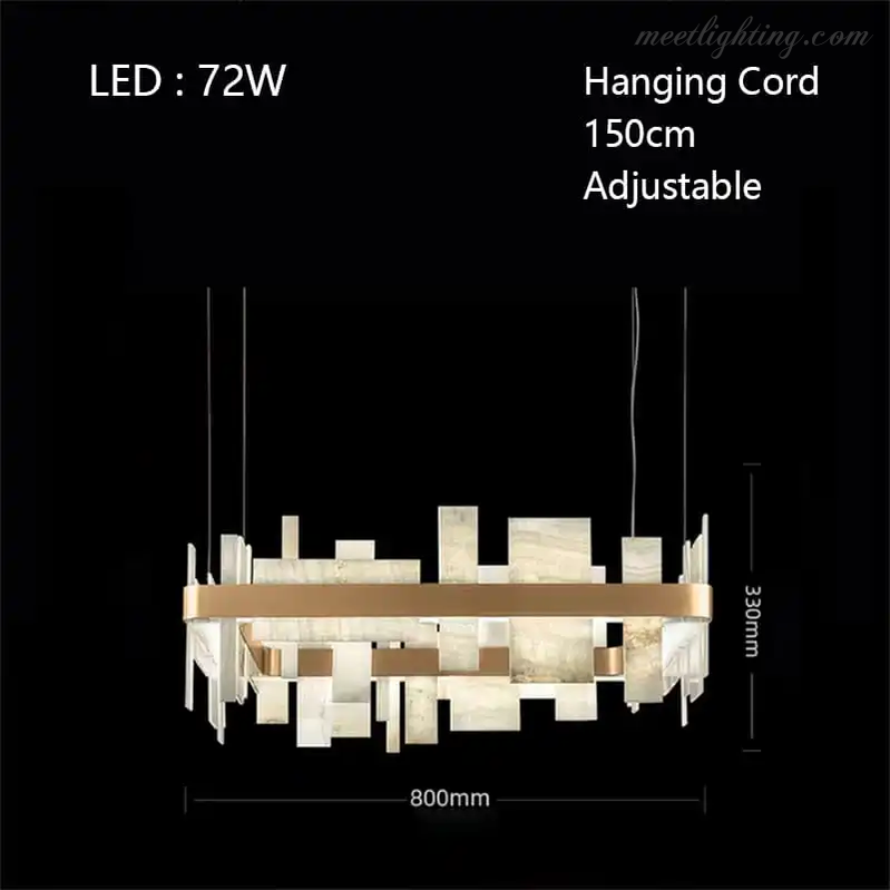 Alabaster Acropolis LED Square Chandelier-MEET LIGHTING