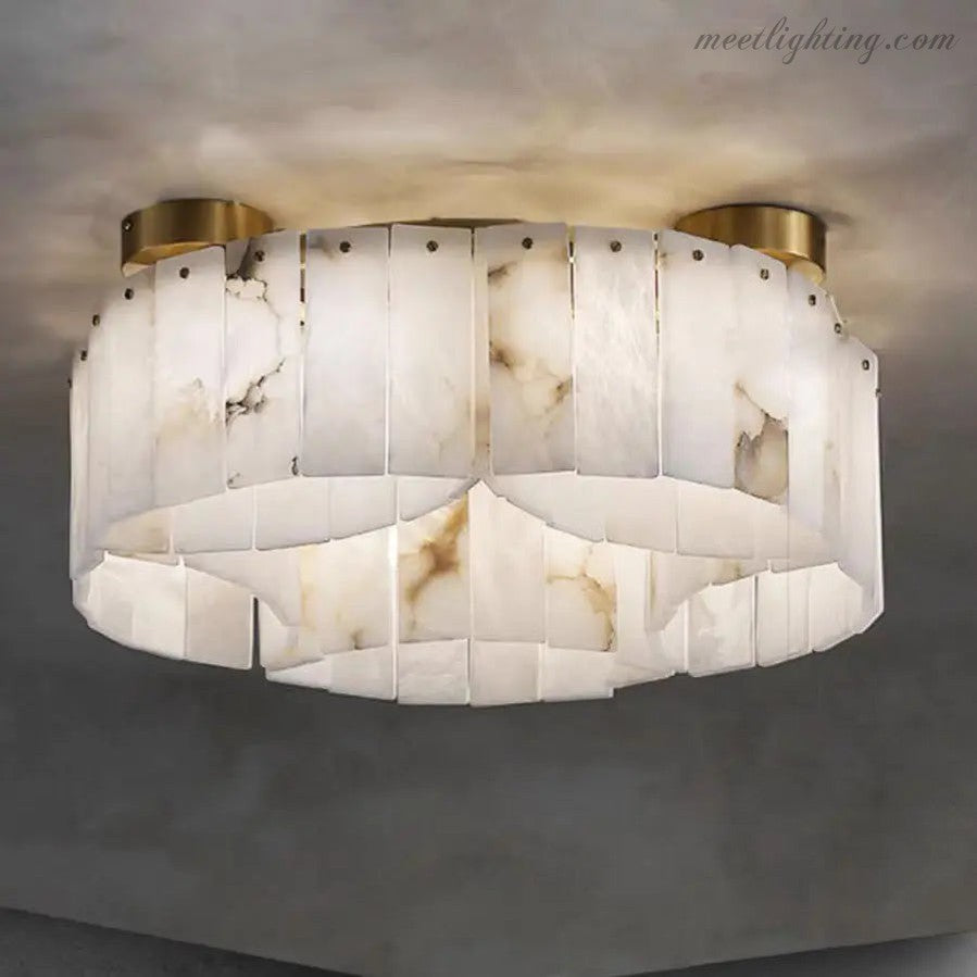 Alabaster Brass Flushmount Ceiling Lamps Chandelier Light-MEET LIGHTING