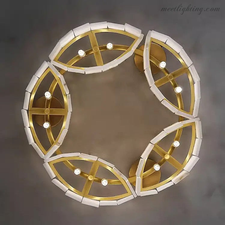 Alabaster Brass Flushmount Ceiling Lamps Chandelier Light-MEET LIGHTING