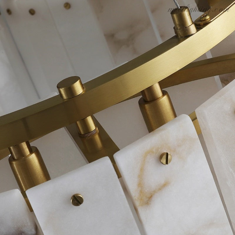 Alabaster Brass Flushmount Ceiling Lamps Chandelier Light-MEET LIGHTING