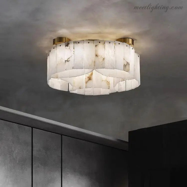 Alabaster Brass Flushmount Ceiling Lamps Chandelier Light-MEET LIGHTING