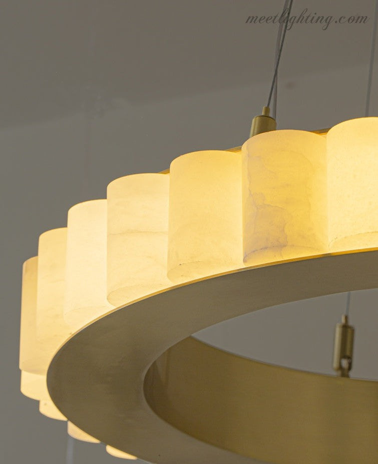 Alabaster Brass Modern Avalon Halo Chandelier-MEET LIGHTING