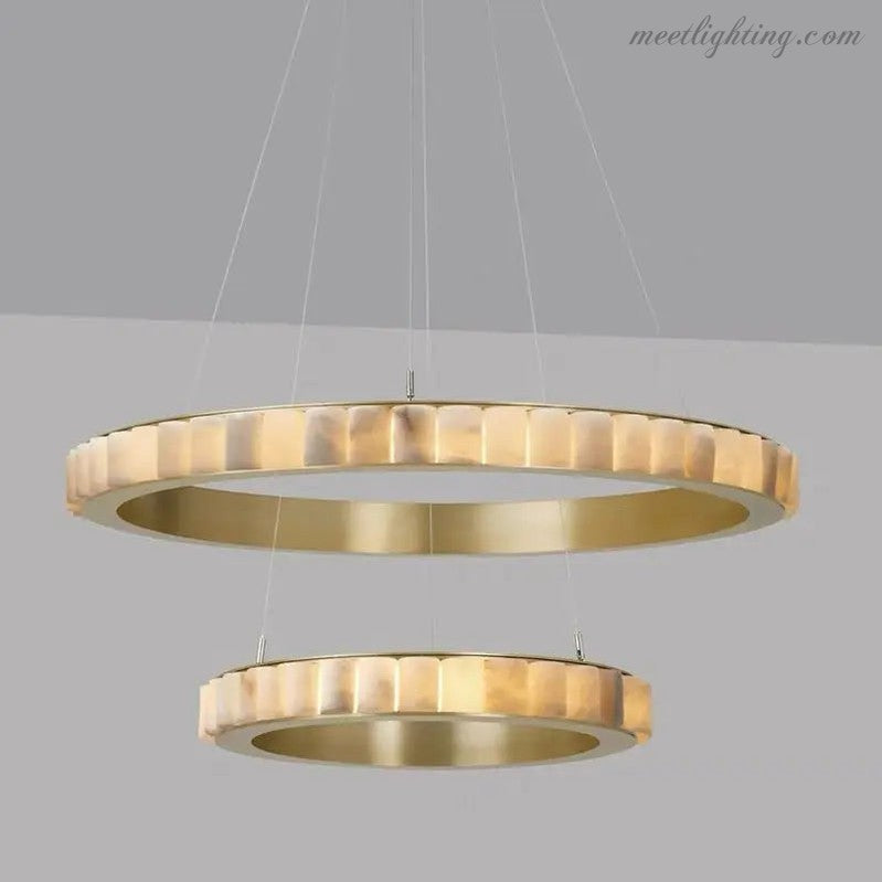 Alabaster Brass Modern Avalon Halo Chandelier-MEET LIGHTING