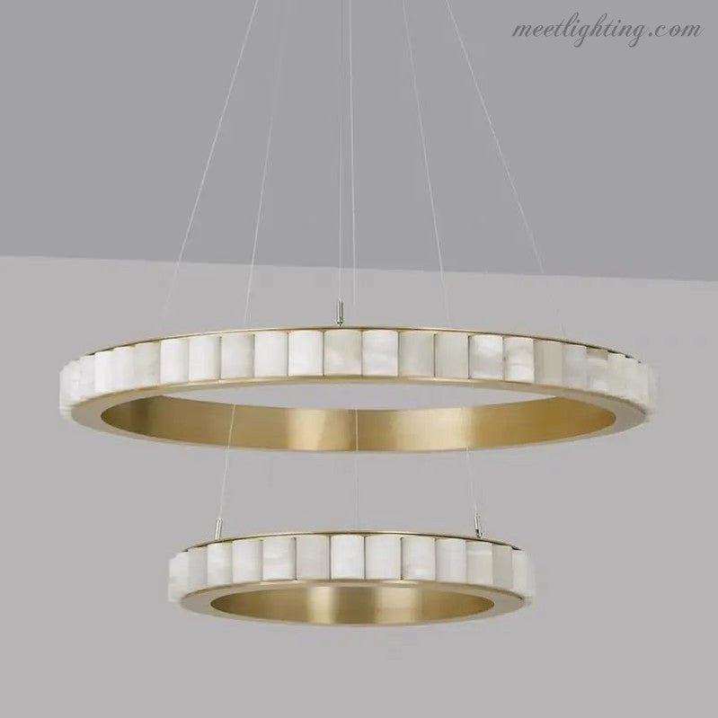 Alabaster Brass Modern Avalon Halo Chandelier-MEET LIGHTING