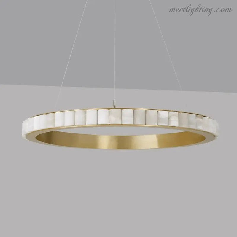 Alabaster Brass Modern Avalon Halo Chandelier-MEET LIGHTING