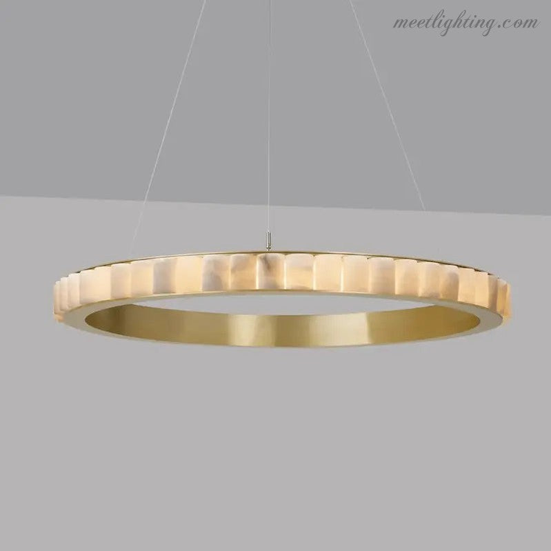Alabaster Brass Modern Avalon Halo Chandelier-MEET LIGHTING