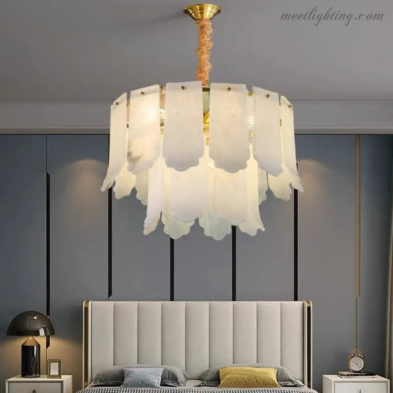 Alabaster Brass Multi-Layer Chandelier Lamp-MEET LIGHTING
