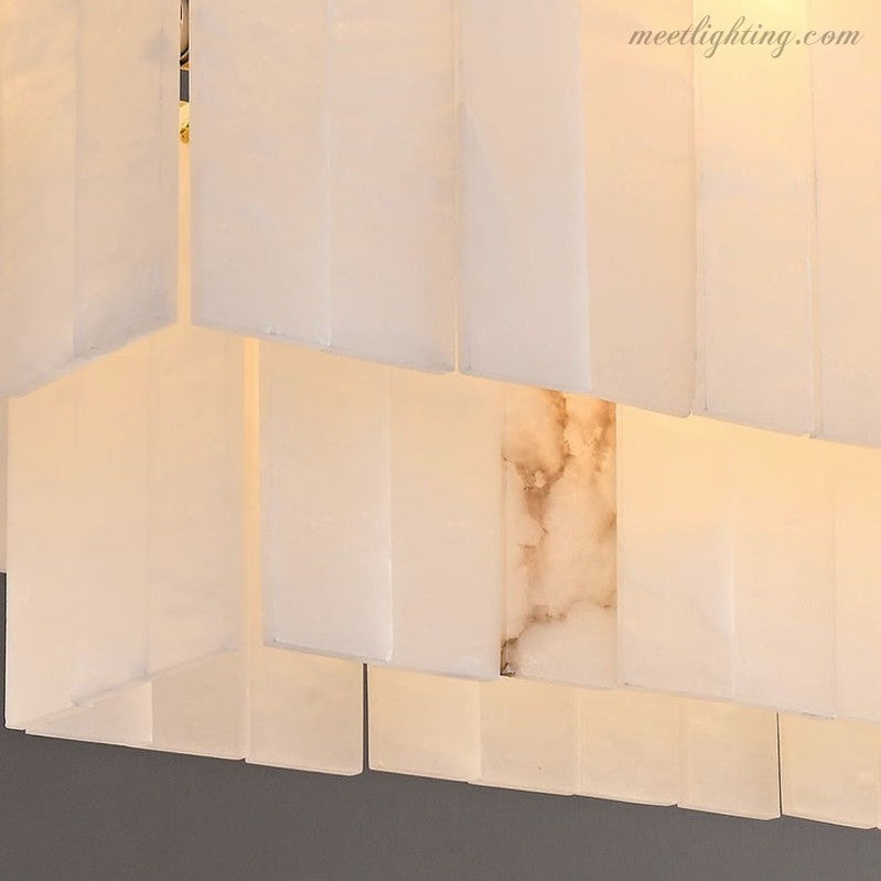 Alabaster Brass Rectangular Chandelier-MEET LIGHTING