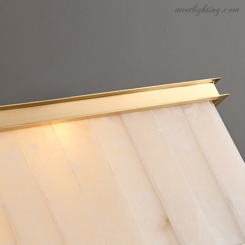 Alabaster Brass Rectangular Chandelier-MEET LIGHTING