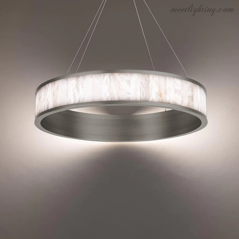 Alabaster Coliseo LED Round Chandelier 28''-MEET LIGHTING