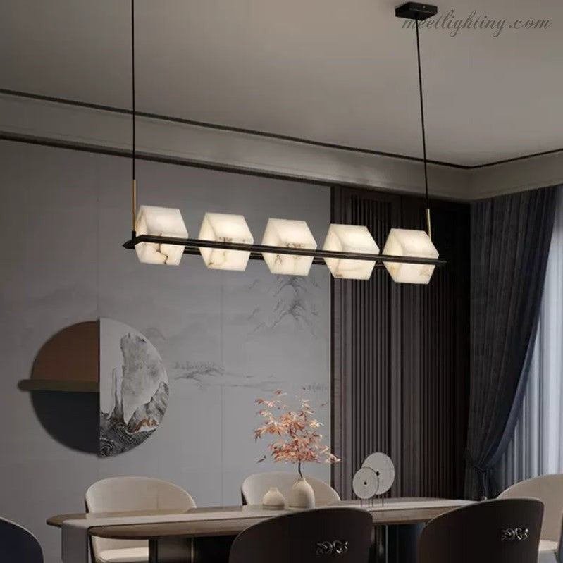 Alabaster Cubic Dining Pendant Chandelier-MEET LIGHTING