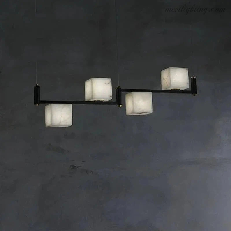 Alabaster Cubic Dining Pendant Chandelier-MEET LIGHTING