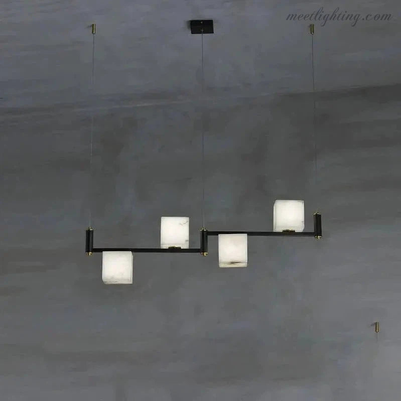 Alabaster Cubic Dining Pendant Chandelier-MEET LIGHTING
