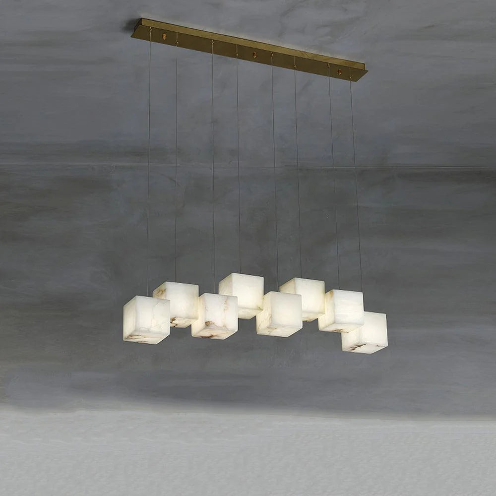 Alabaster Cubic Linear Chandelier-MEET LIGHTING