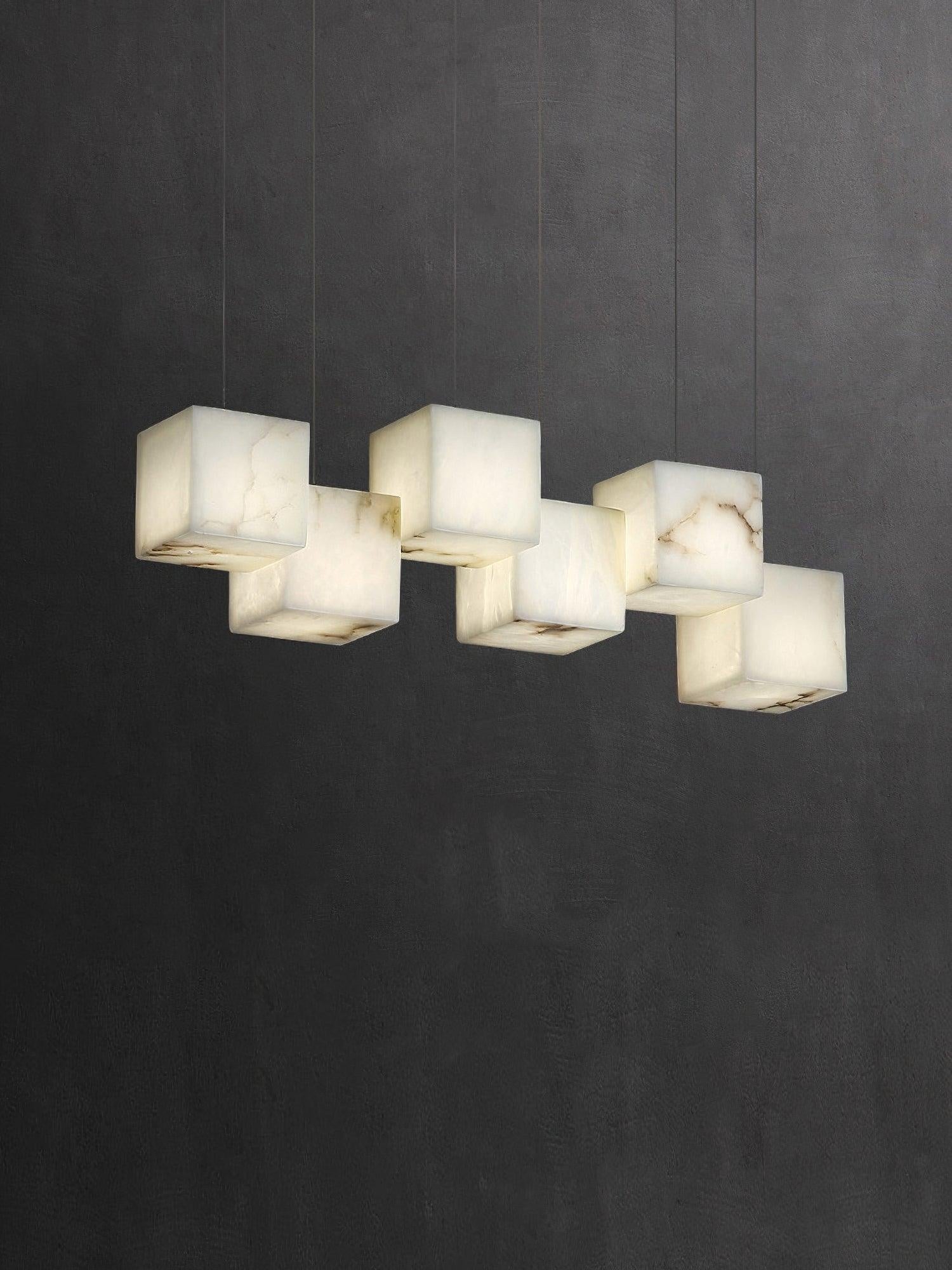 Alabaster Cubic Linear Chandelier-MEET LIGHTING