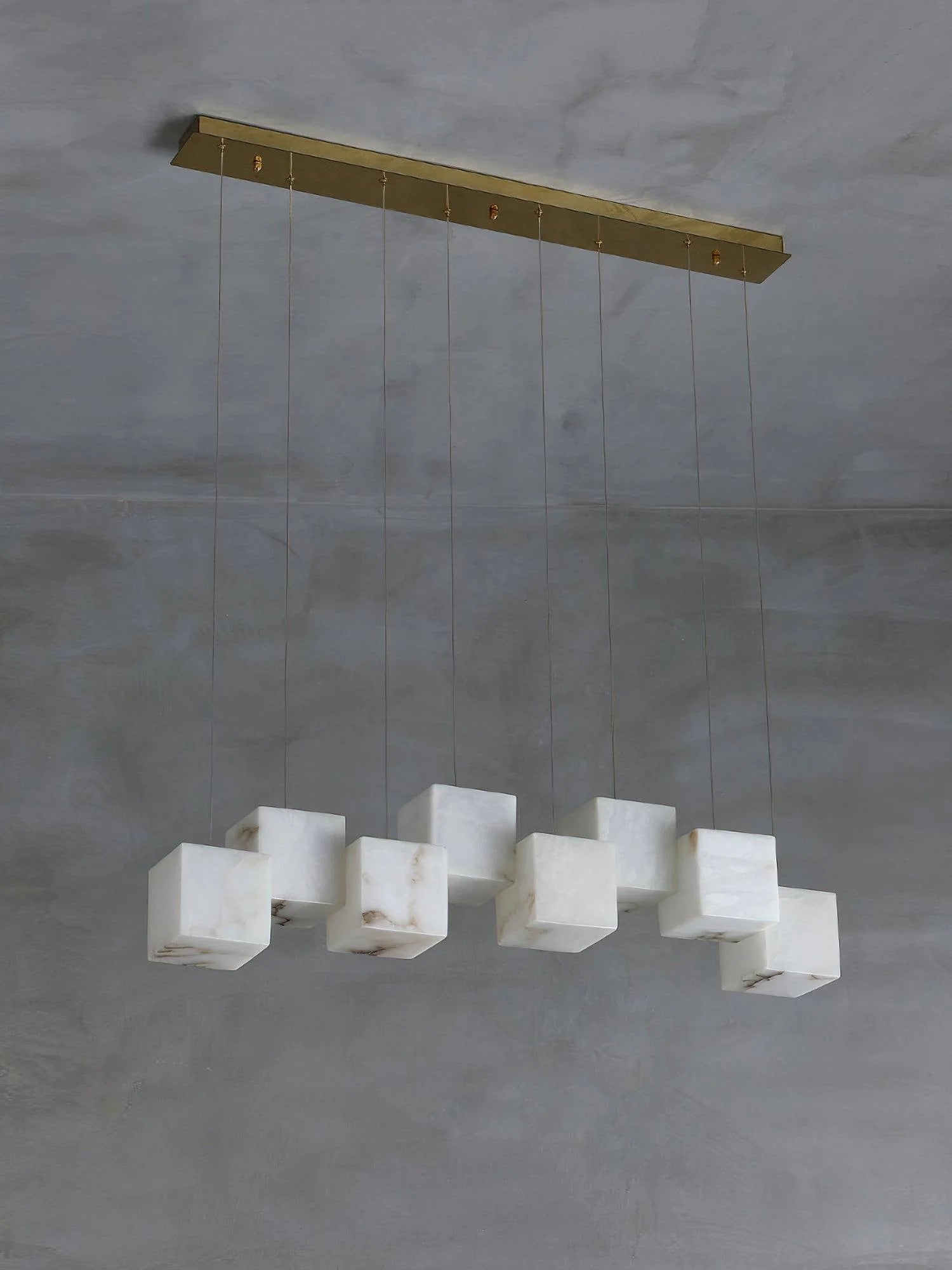 Alabaster Cubic Linear Chandelier-MEET LIGHTING
