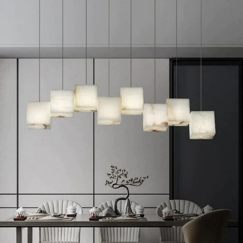 Alabaster Cubic Linear Chandelier-MEET LIGHTING