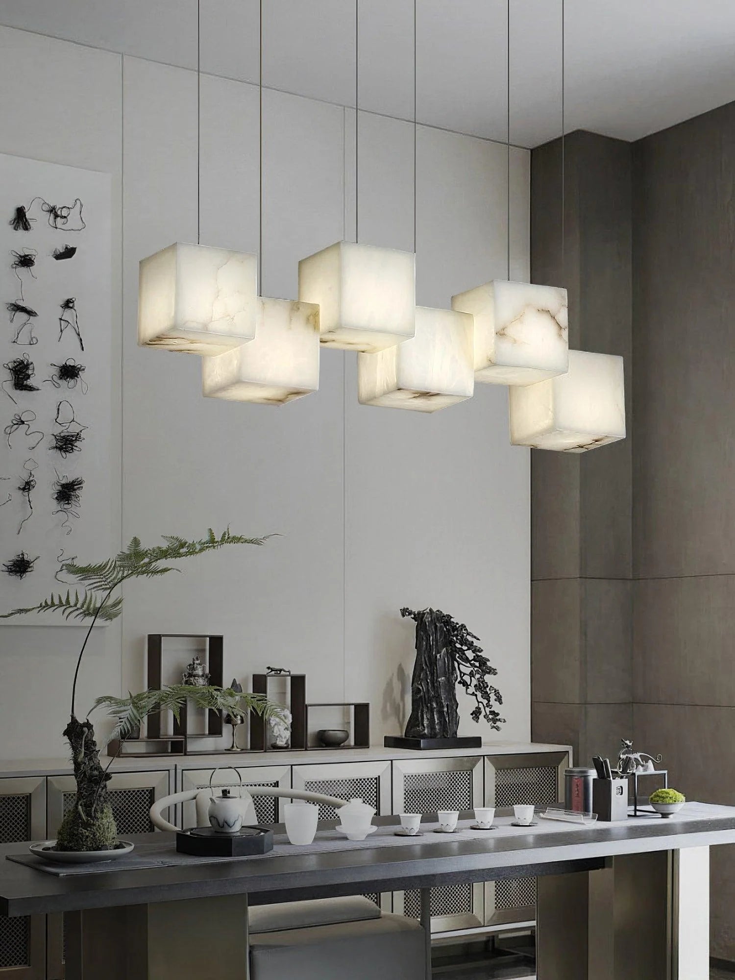 Alabaster Cubic Linear Chandelier-MEET LIGHTING