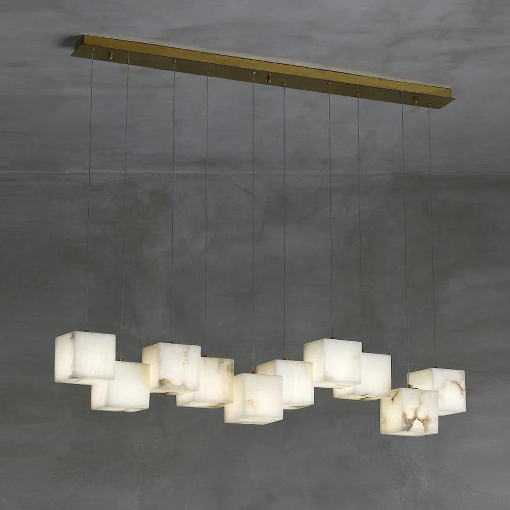 Alabaster Cubic Linear Chandelier-MEET LIGHTING