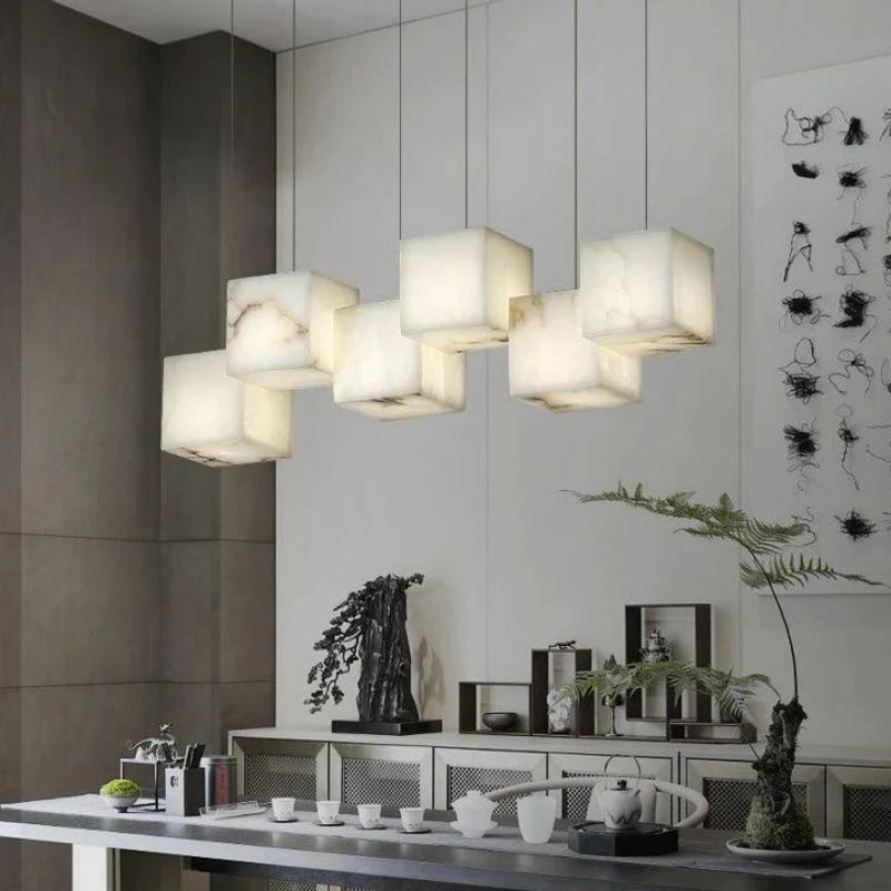 Alabaster Cubic Linear Chandelier-MEET LIGHTING