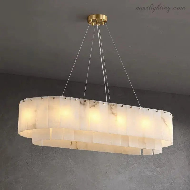 Alabaster Dining Room Round Chandelier Lighting-MEET LIGHTING