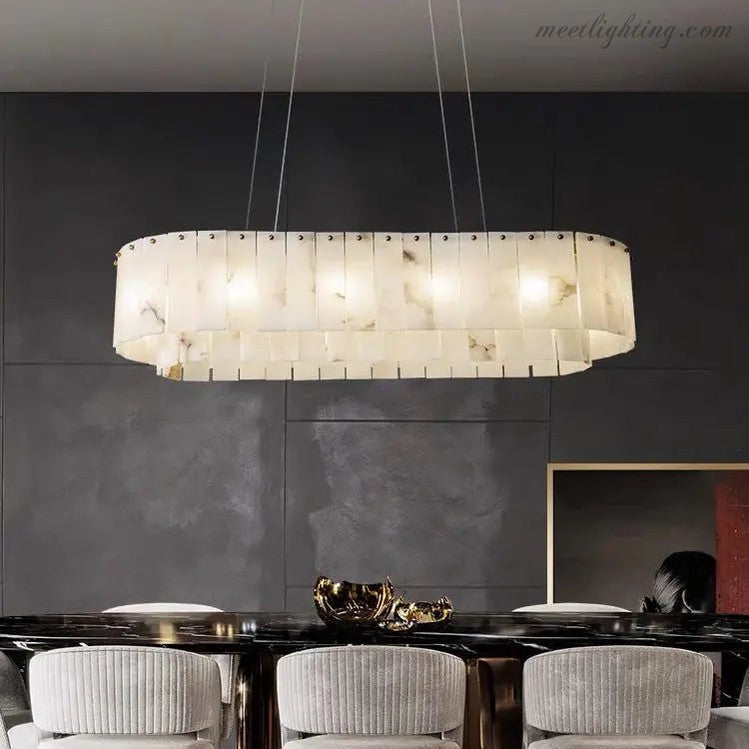 Alabaster Dining Room Round Chandelier Lighting-MEET LIGHTING