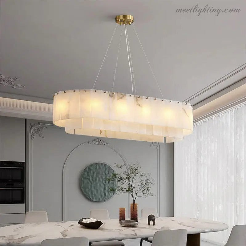 Alabaster Dining Room Round Chandelier Lighting-MEET LIGHTING