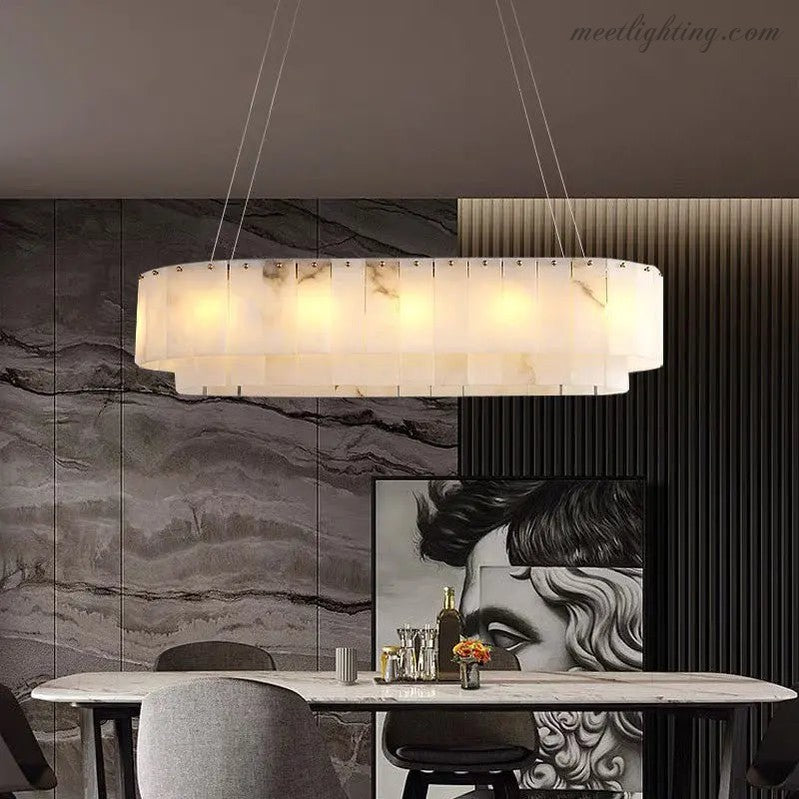 Alabaster Dining Room Round Chandelier Lighting-MEET LIGHTING