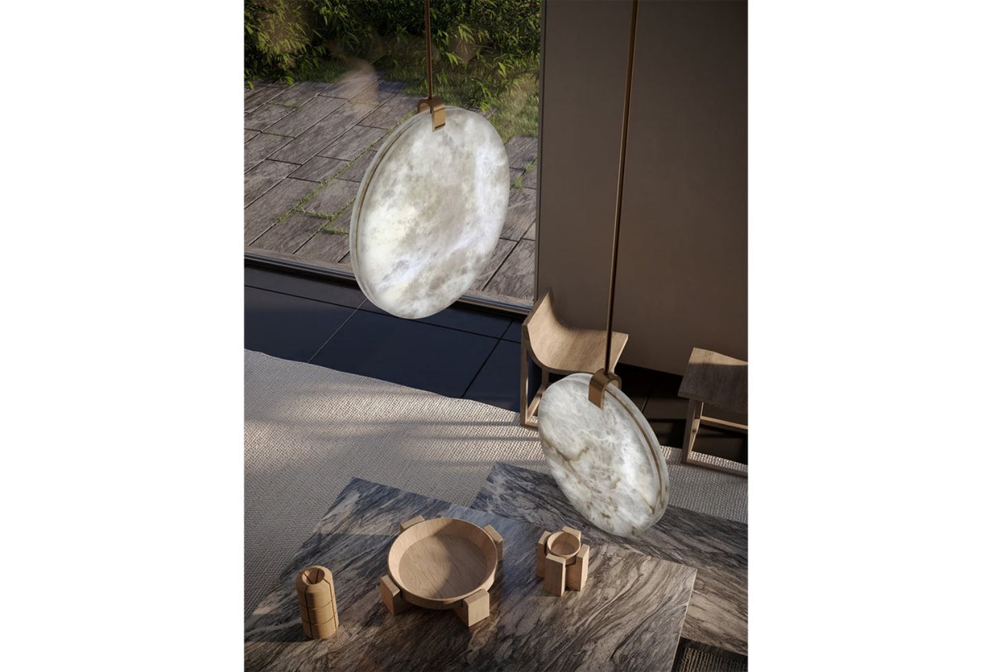 Alabaster Disc Pendant Light-Meet Lighting