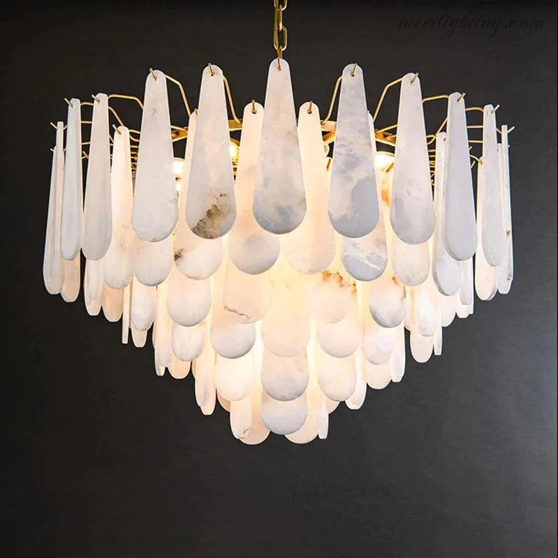 Alabaster Feathery Chandelier-MEET LIGHTING