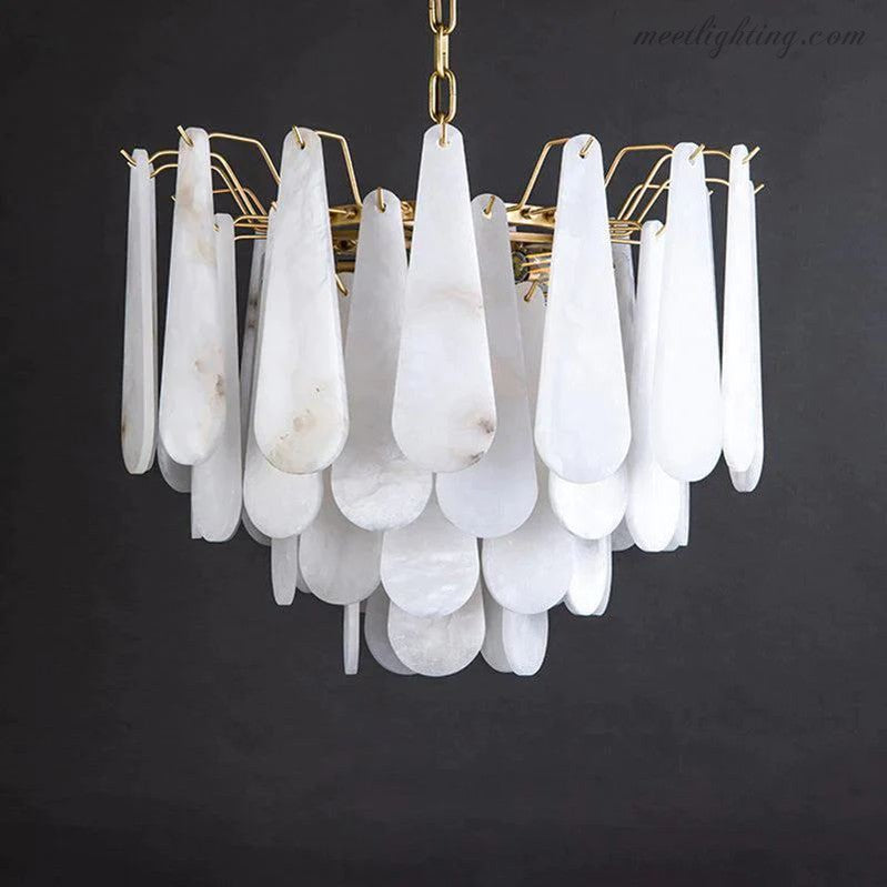 Alabaster Feathery Chandelier-MEET LIGHTING