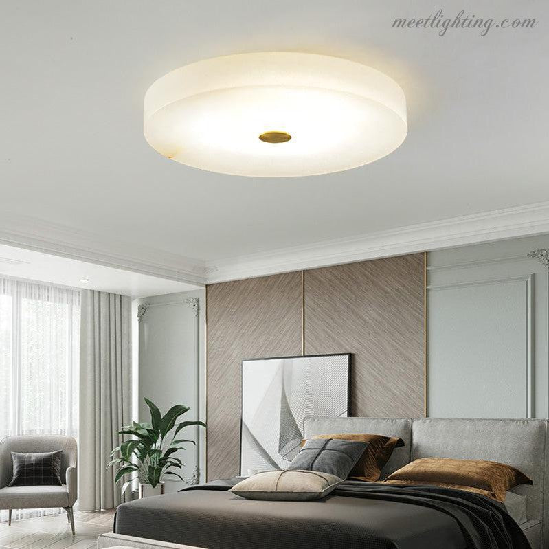 Alabaster Flush Mounted Round LED Chandelier-MEET LIGHTING