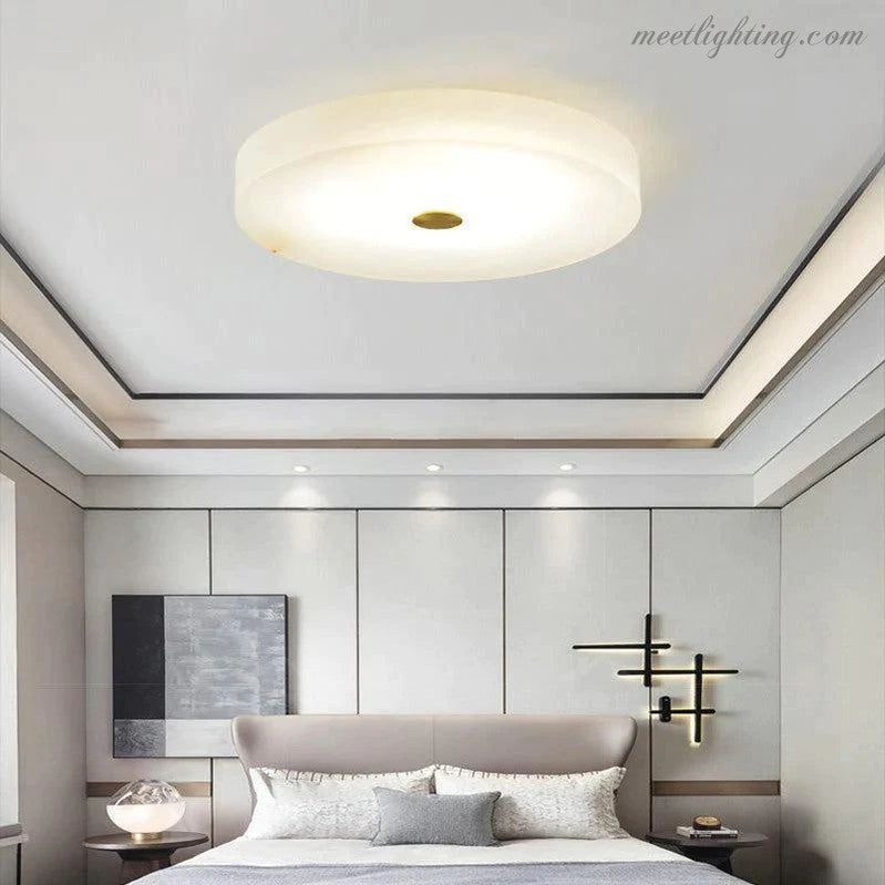 Alabaster Flush Mounted Round LED Chandelier-MEET LIGHTING