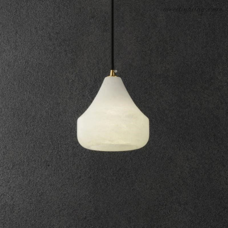 Alabaster Hat Pendant Light Over Nightstand-Meet Lighting