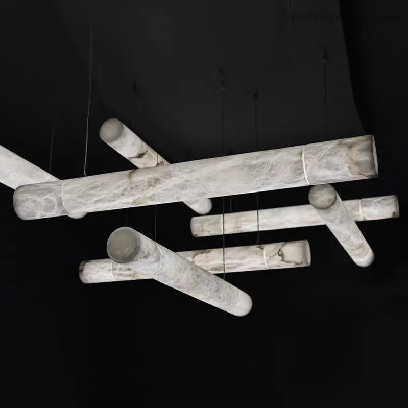 Alabaster Kitchen Round Tube Pendant Lights-Meet Lighting
