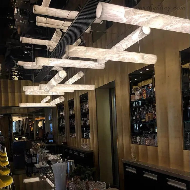 Alabaster Kitchen Round Tube Pendant Lights-Meet Lighting