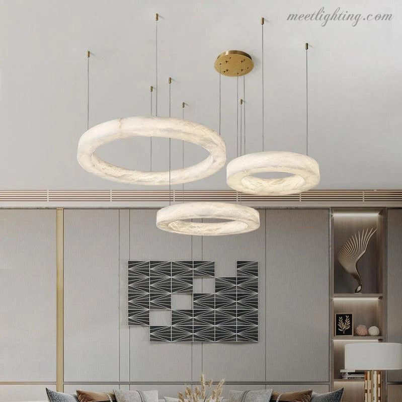 Alabaster Living Room Round Chandelier-MEET LIGHTING