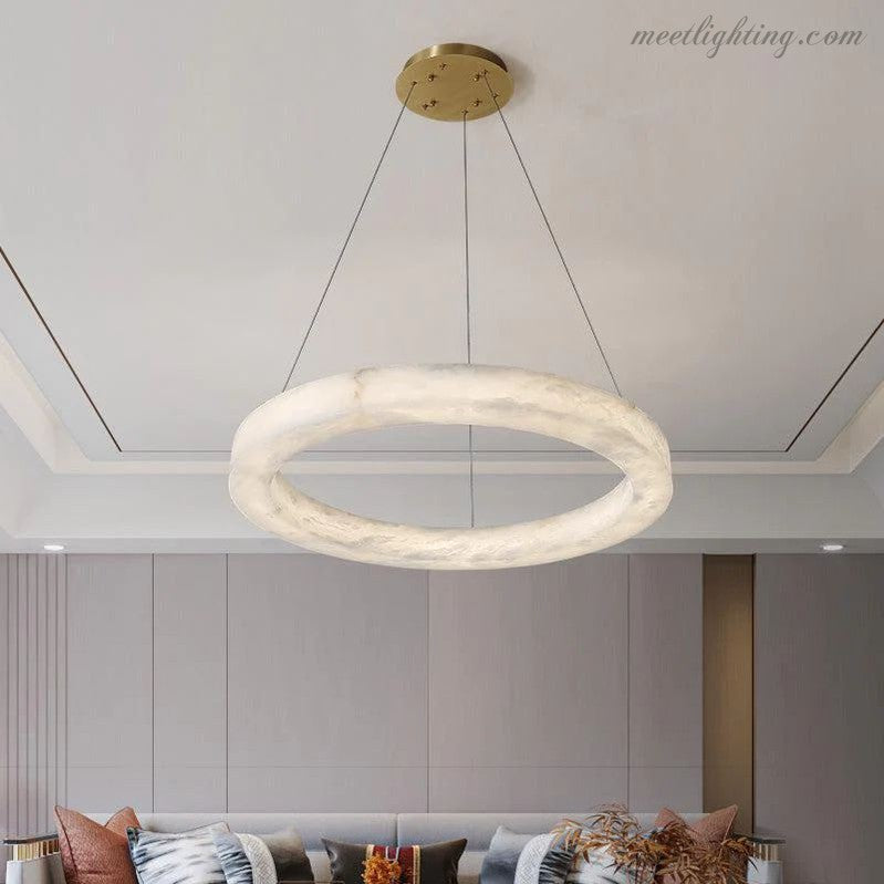 Alabaster Living Room Round Chandelier-MEET LIGHTING
