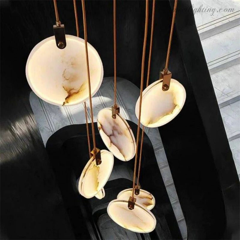 Alabaster Long Staircase Chandelier-MEET LIGHTING