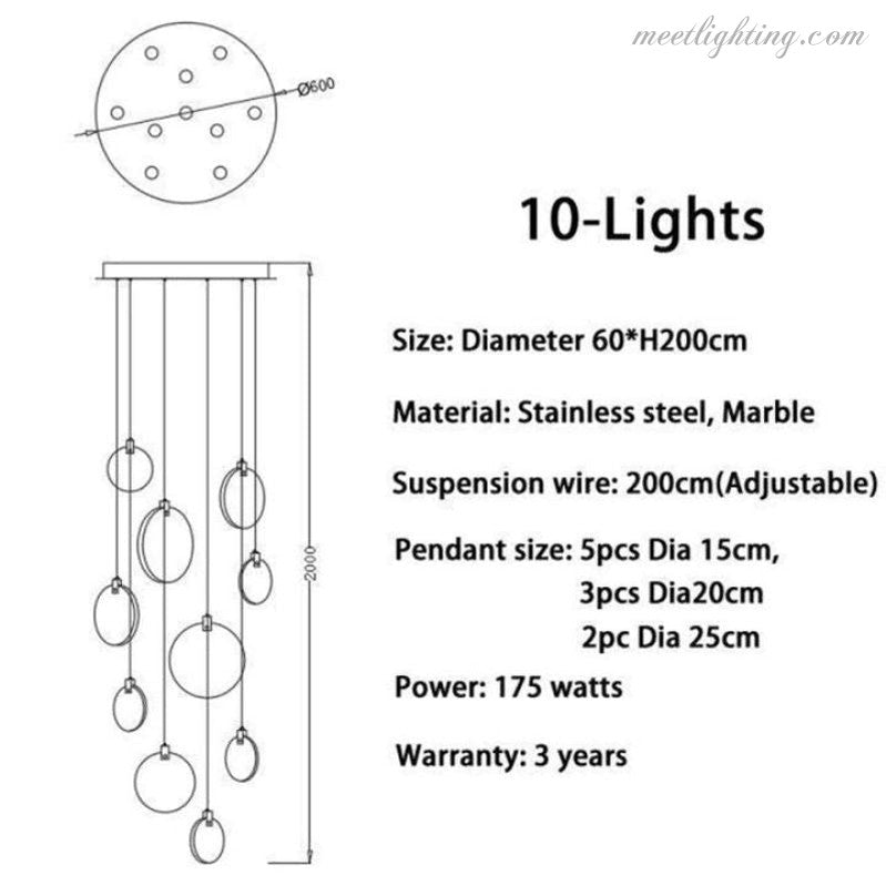 Alabaster Long Staircase Chandelier-MEET LIGHTING