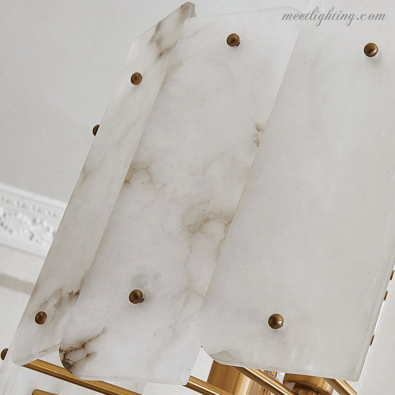 Alabaster Lorry Round Chandelier 20" 31"-MEET LIGHTING