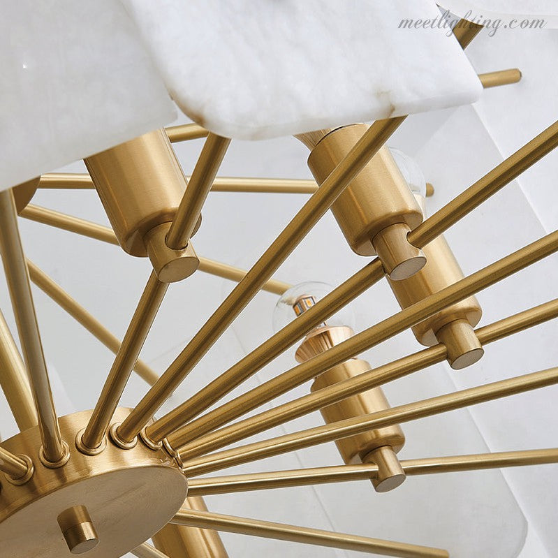 Alabaster Lorry Round Chandelier 20" 31"-MEET LIGHTING