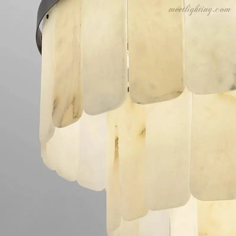 Alabaster Modern Multi-Tiered Round Chandelier-MEET LIGHTING