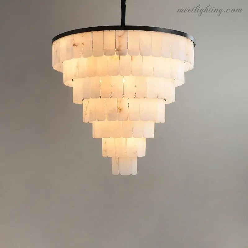 Alabaster Modern Multi-Tiered Round Chandelier-MEET LIGHTING