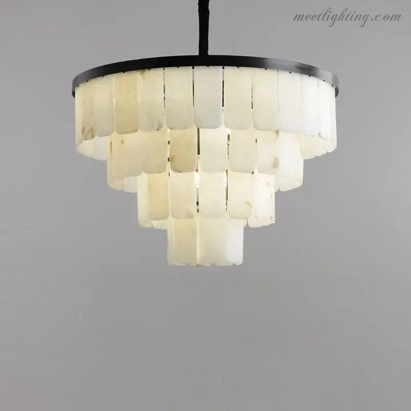 Alabaster Modern Multi-Tiered Round Chandelier-MEET LIGHTING