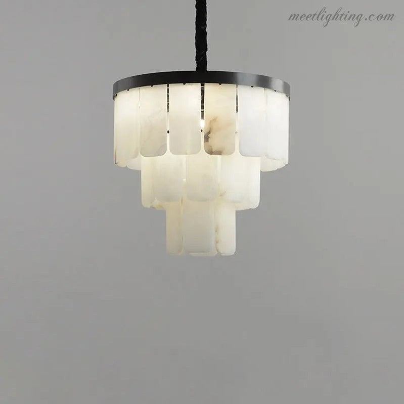 Alabaster Modern Multi-Tiered Round Chandelier-MEET LIGHTING
