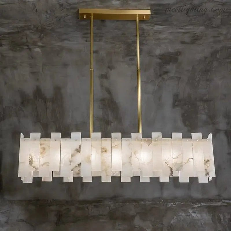 Alabaster Modern Rectangular Dining Room Chandeliers-MEET LIGHTING