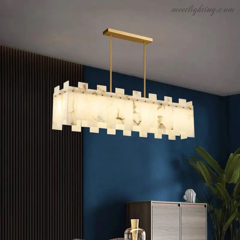Alabaster Modern Rectangular Dining Room Chandeliers-MEET LIGHTING