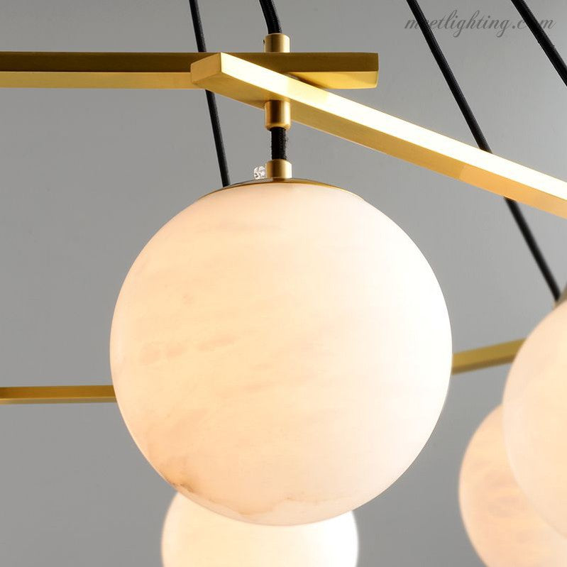 Alabaster Modern Round Ball Chandelier-MEET LIGHTING