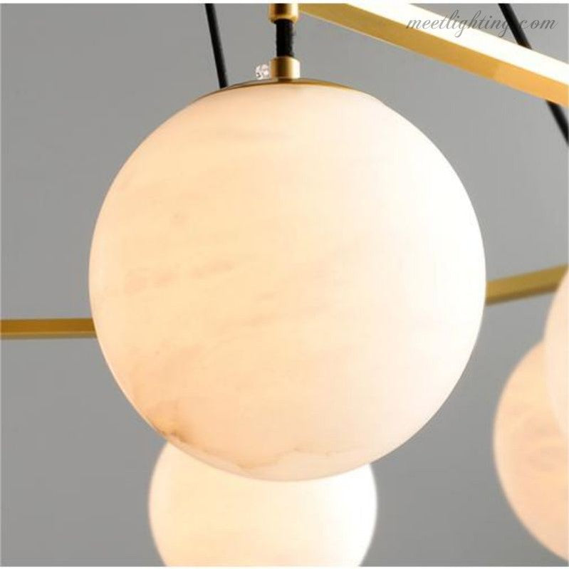 Alabaster Modern Round Ball Chandelier-MEET LIGHTING